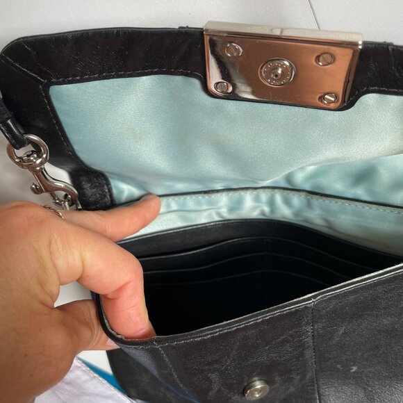 Coach Leather Crossbody Purse with Light Blue Silk Lining - Picture 2 of 6